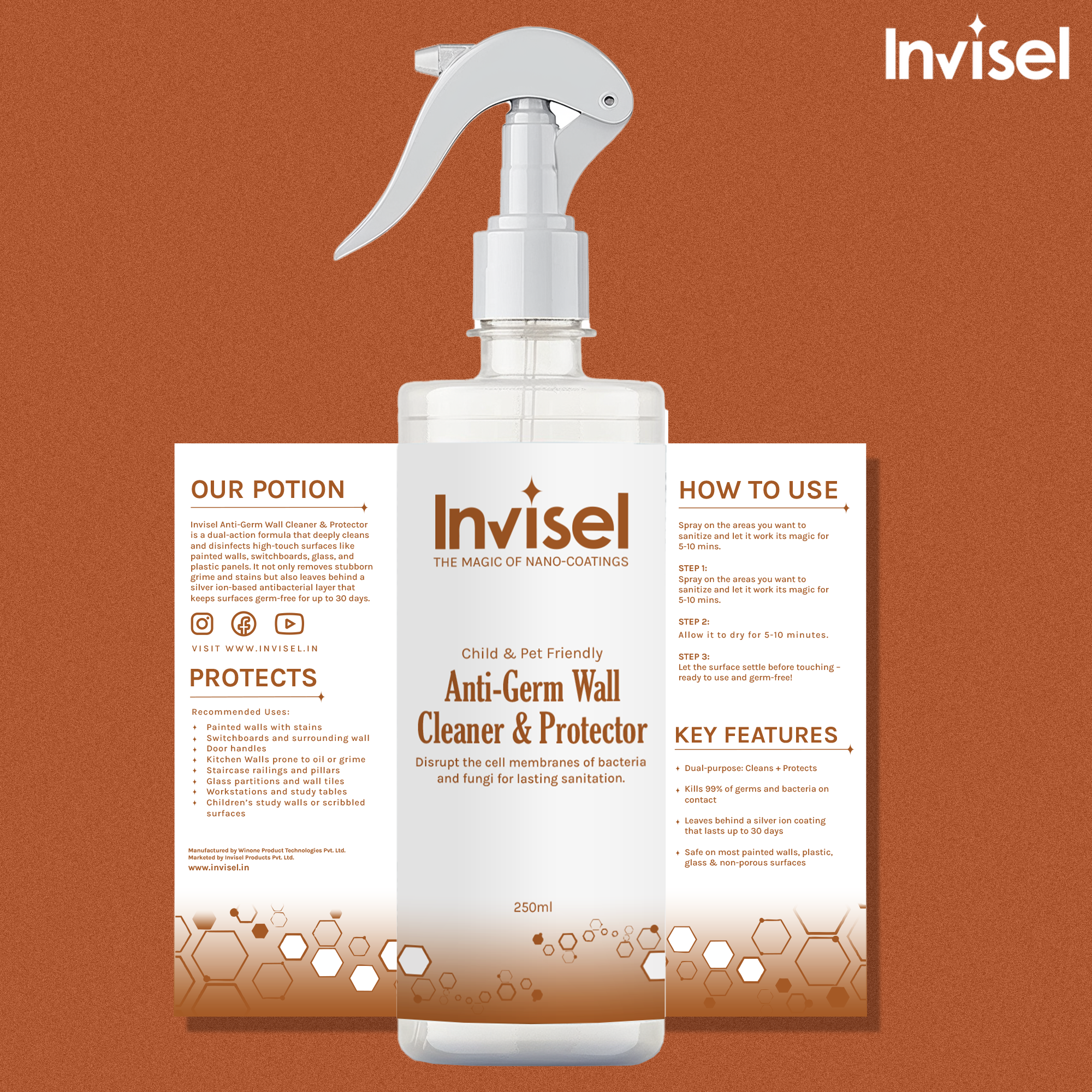 Anti-Germ Wall Cleaner & Protector | 250ml Spray