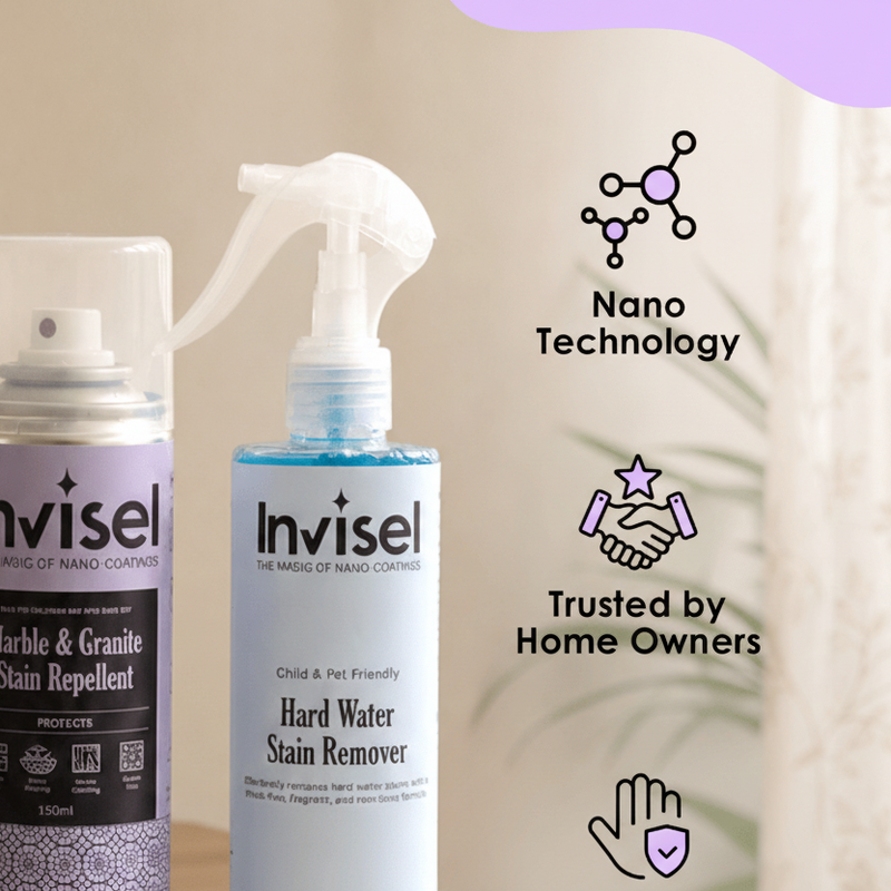 Marble and Granite Stain Repellent + Hard water stain remover combo